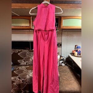 Shein Vibrant Pink Sleeveless Jumpsuit